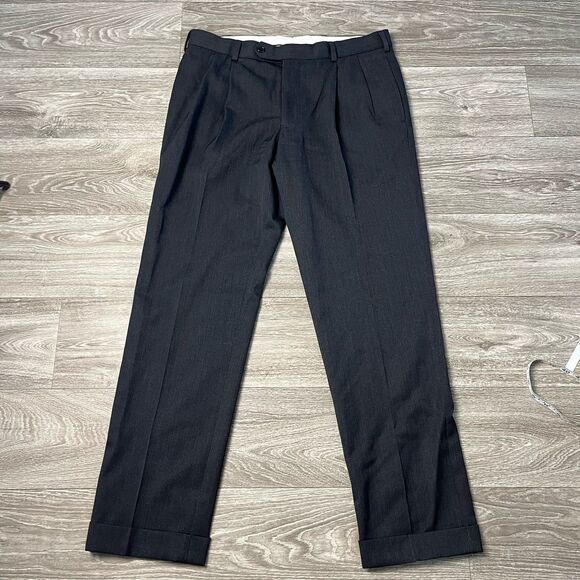 brooks brothers Men’s 100% Wool Gray Pants 34x30 188 - Picture 1 of 6